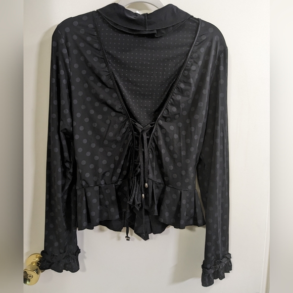 Lan Vie black and gray polka dot stretchy jacket with corset back - Picture 8 of 8